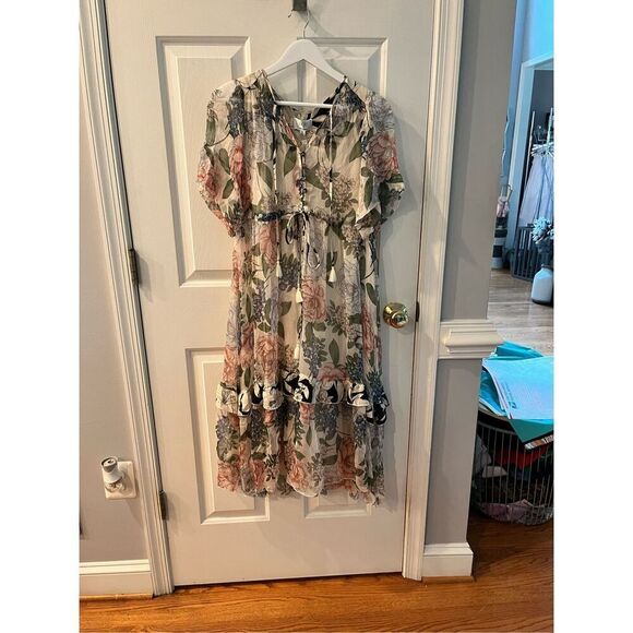 Jade Johnny Was Marion Silk Floral Tiered Maxi Dress sz XS NWOT ( it popped off) - Picture 3 of 13